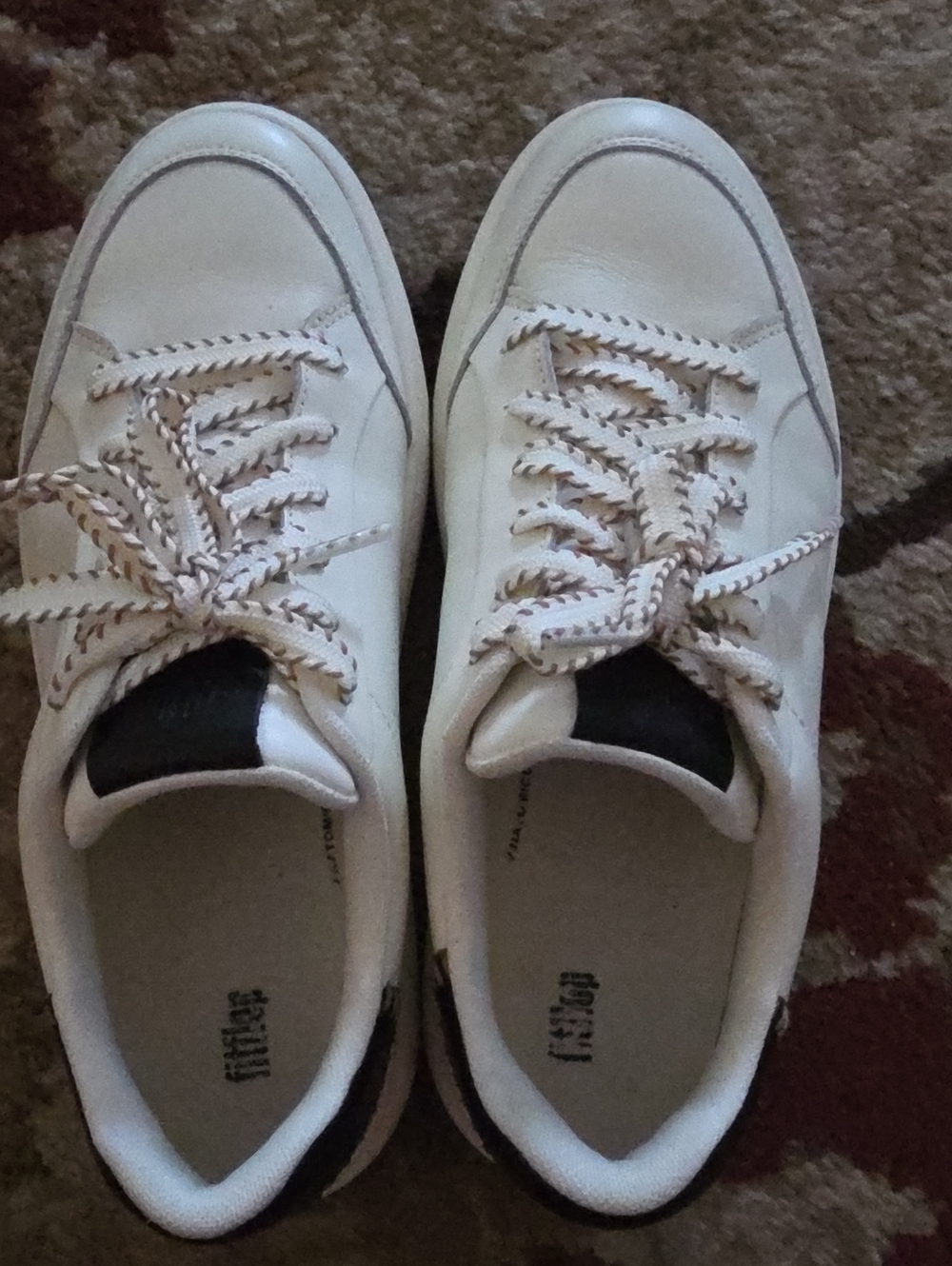 Fitflop White Sneakers with Black Heel Accent 8m